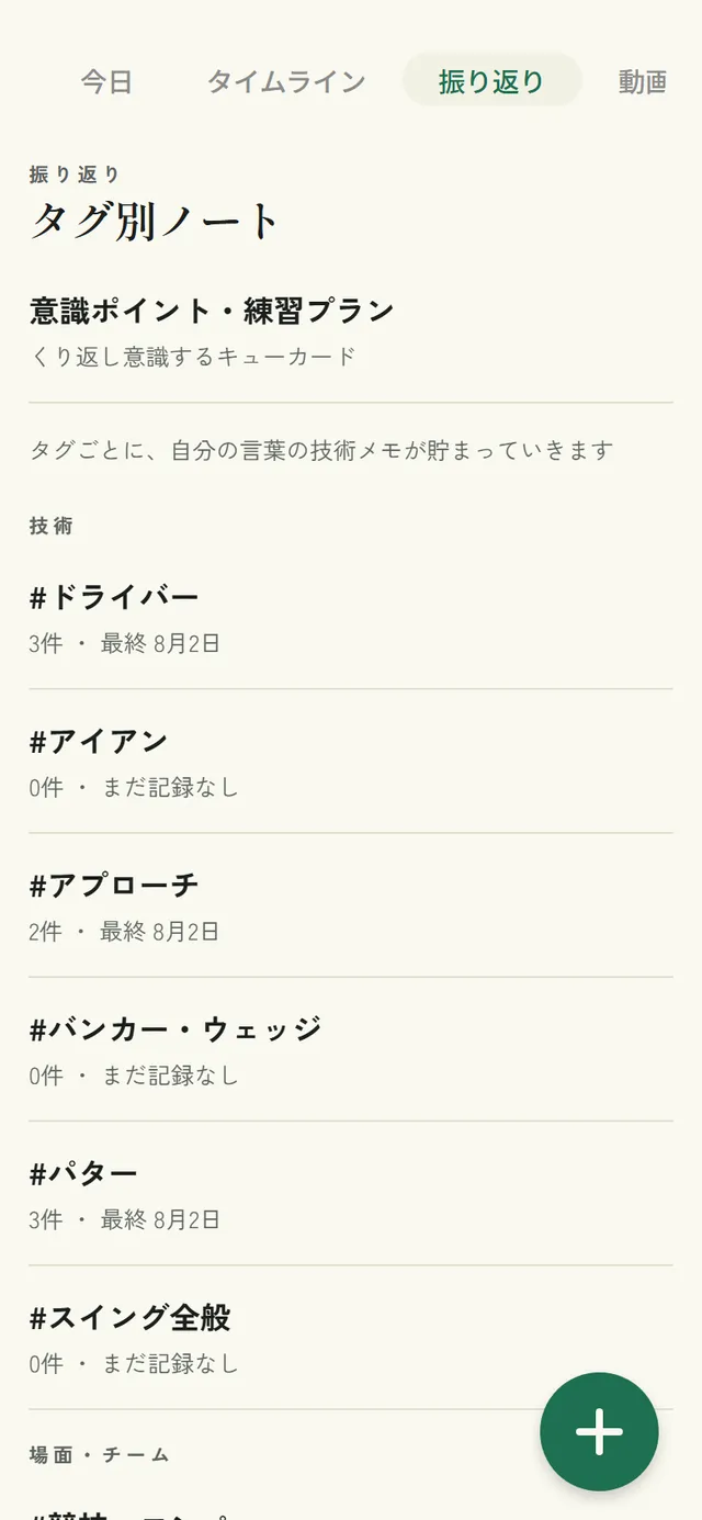 VoiSpo のタグで整理画面
